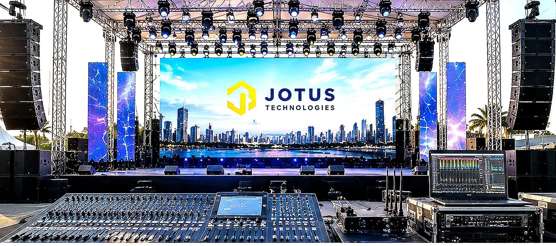 Bright LED visuals, staging and production working as one.
